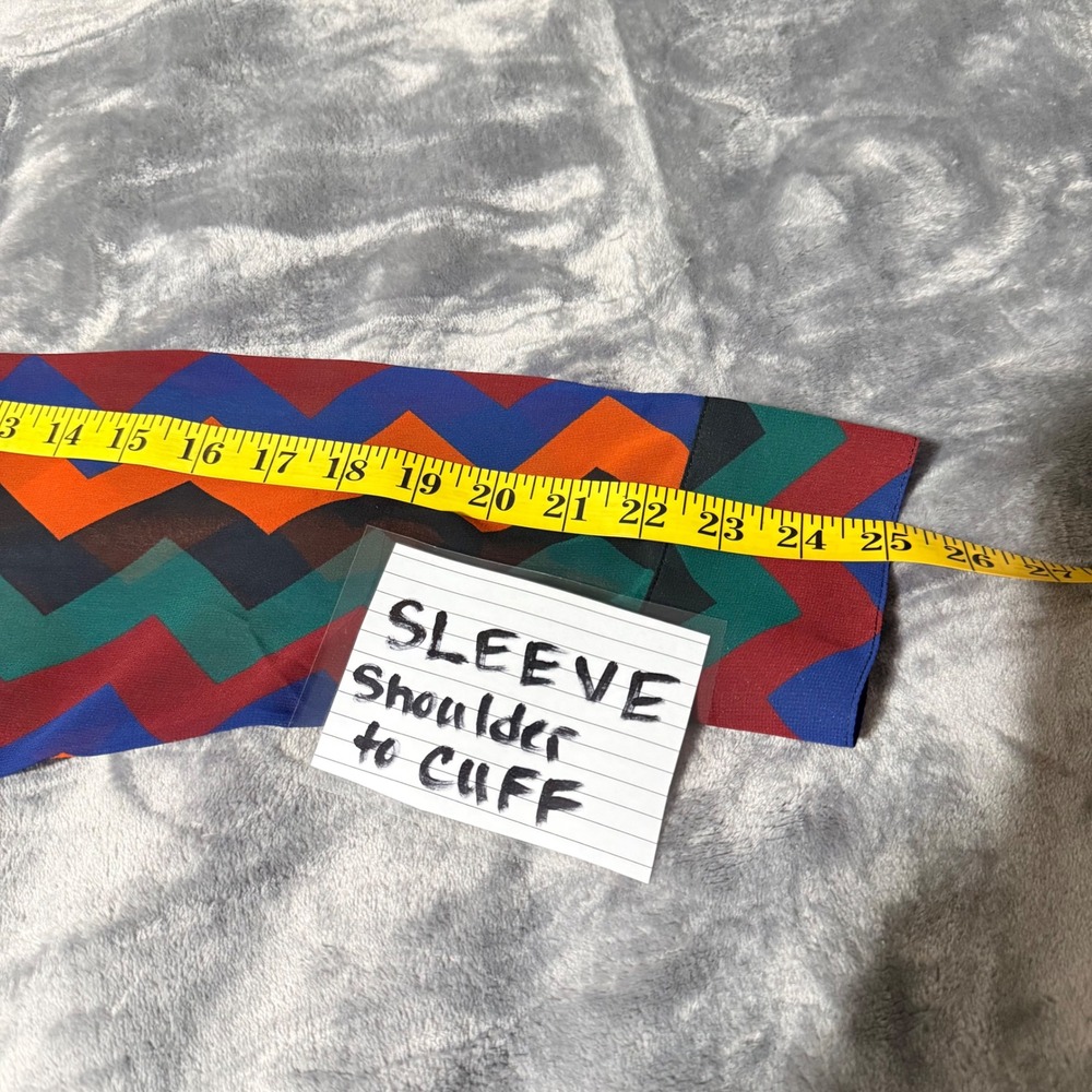 ModCloth Chevron Shirt Dress XL Multicolor Zig Zag Retro Long Sleeve Belted NEW - Picture 8 of 14